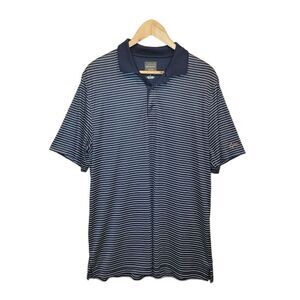 Greg Norman for Tasso Elba Mens Golf Polo Shirt Navy Blue White Play Dry L